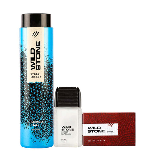 Pushpa 2 x Wild Stone Ultra After Shave Lotion   (100 ml ) + Wild Stone Hydra Energy Talc (100 gm) + Wild Stone Musk Soap (125 gm)