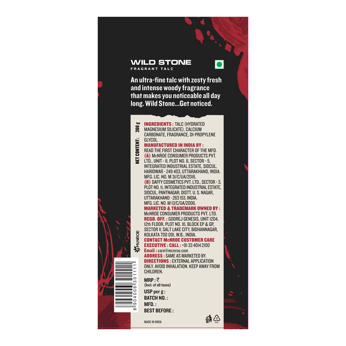 Wild Stone Ultra Sensual Talc Pack of 3 (300gm each)